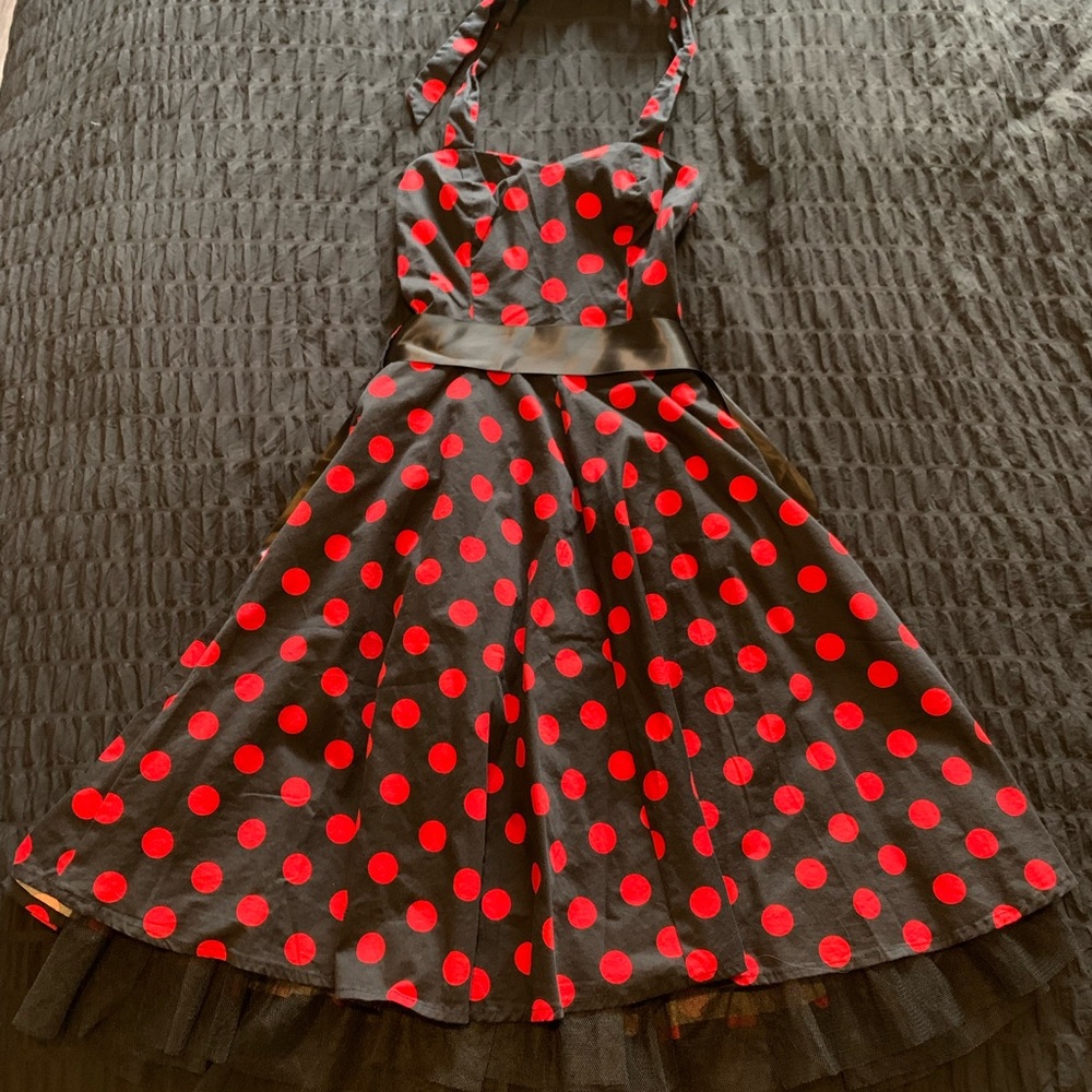 H&R Halter Polka Dot Swing Dress - Size Small
